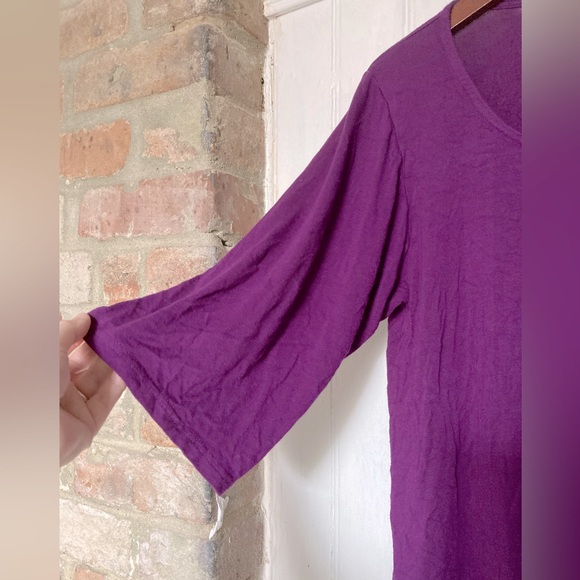 *3 for $20* Round neck purple knit top, 3/4 sleeves, scoop hem, sz L/XL. - Picture 4 of 8